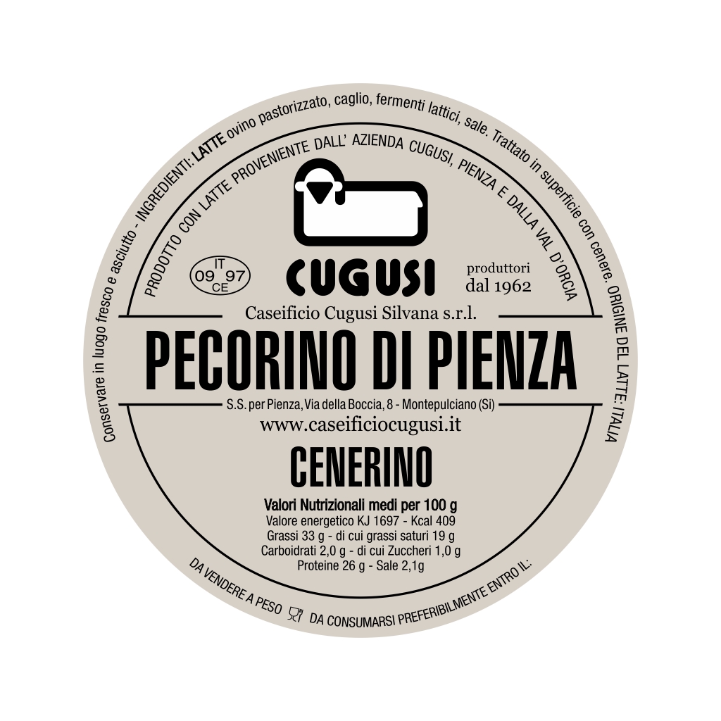 Pecorino Aged Under Ashes - label