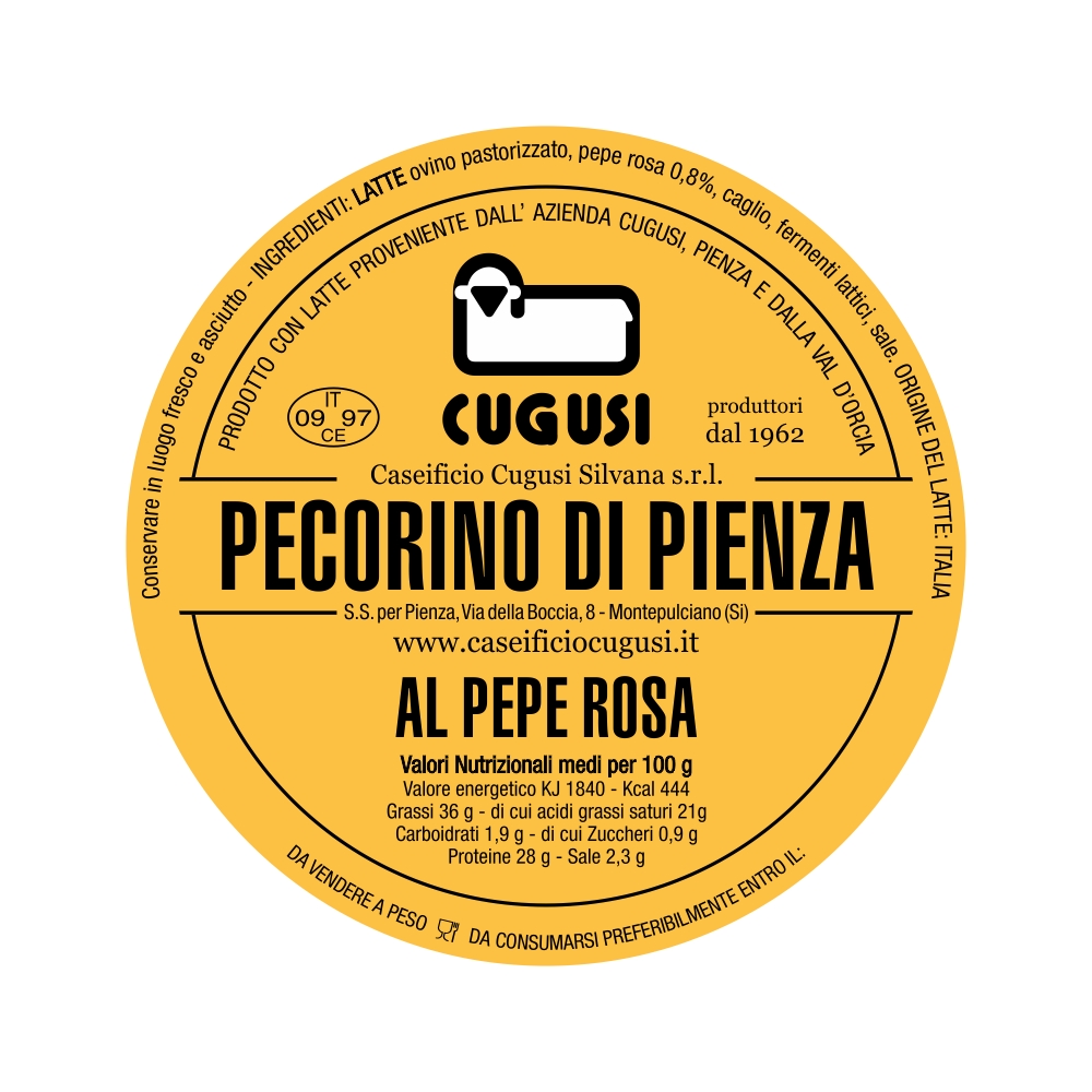 Pecorino with Pink Pepper - label